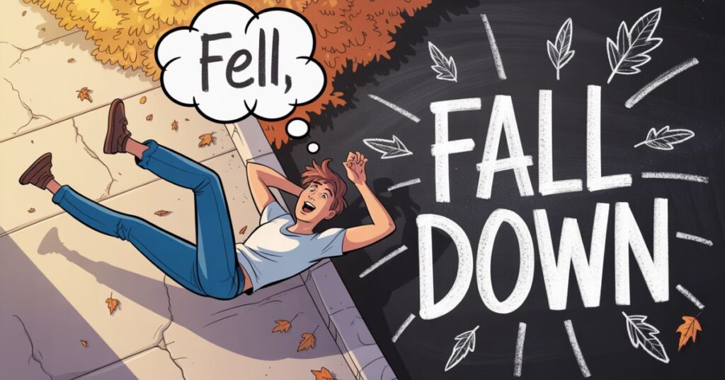 Synonyms of “fall down” and “fell down”